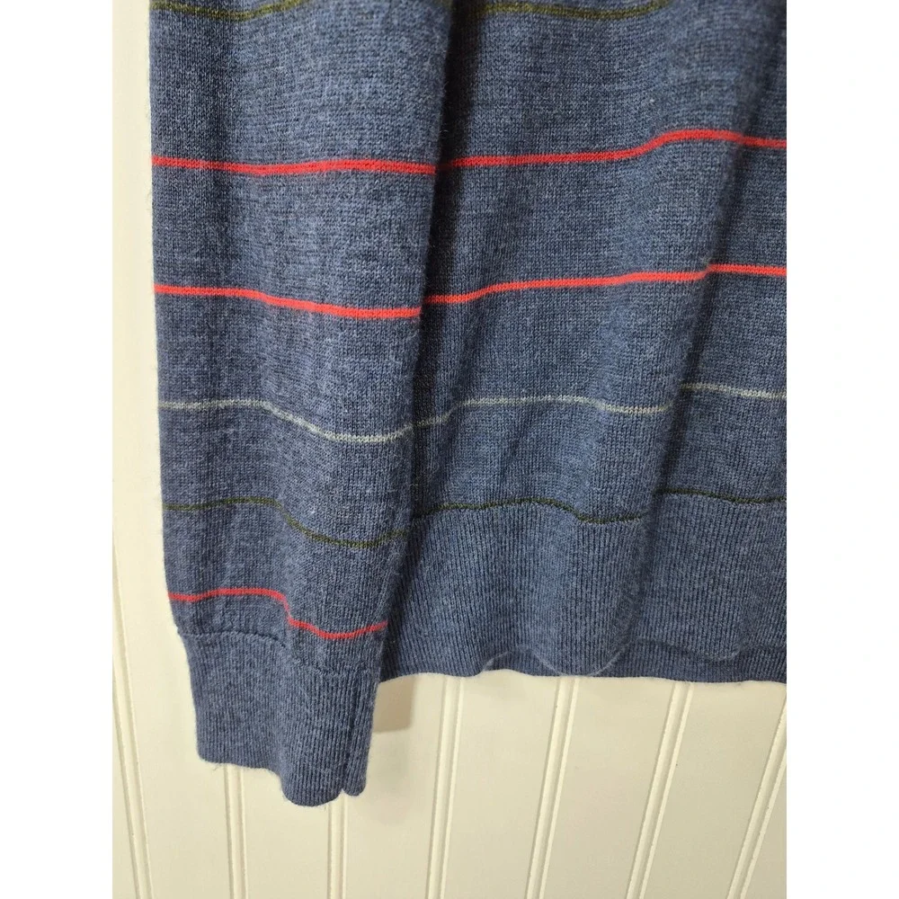 Banana Republic Mens Blue Striped 100% Merino Wool Crewneck Sweater Large